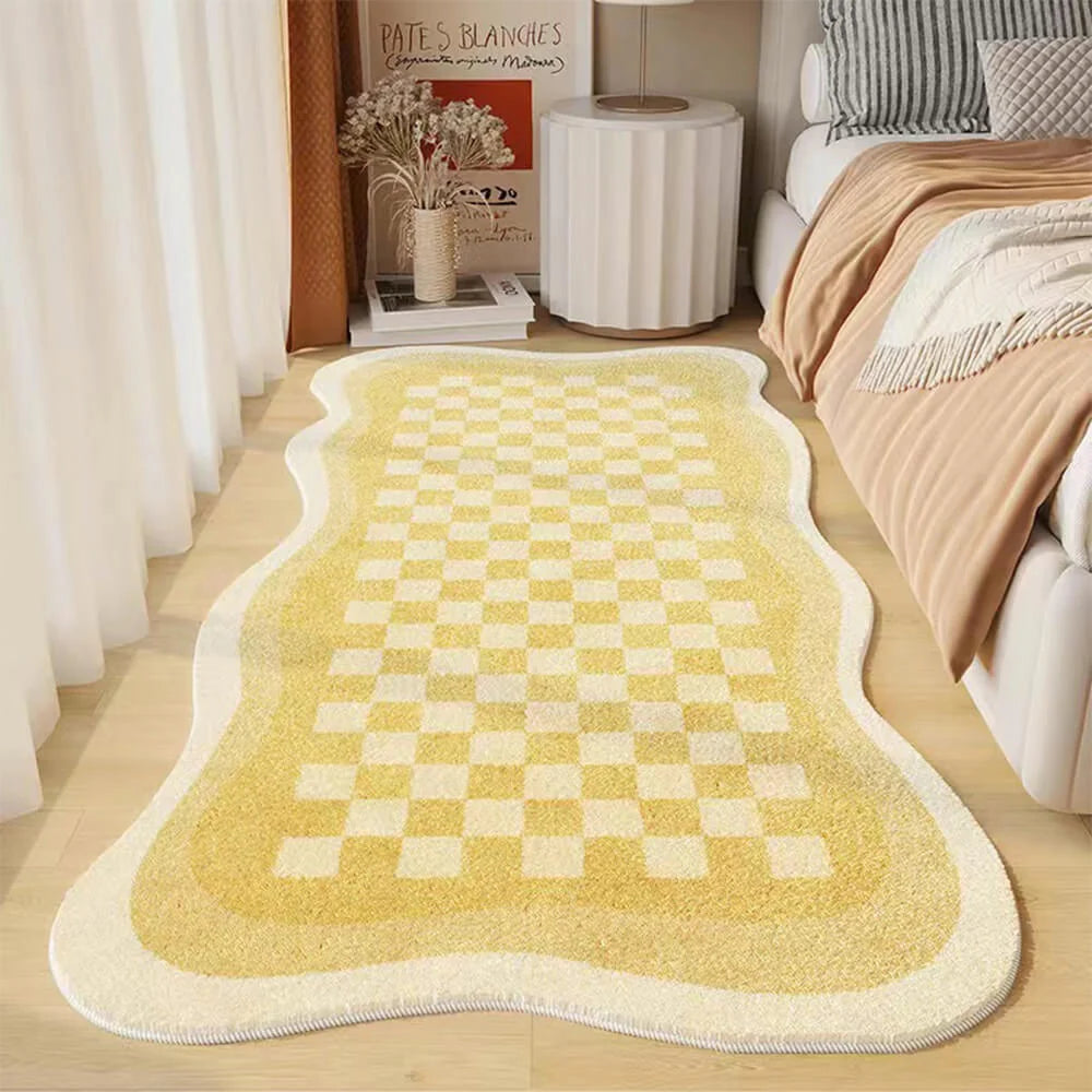 Karnz | Faux Cashmere Schachbrett Gemütlicher Nachttisch Teppich Unregelmäßige Form Teppich