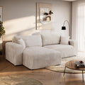 BROMARKT Ecksofa mit Schlaffunktion Creme Couch L-Form Cordstoff Sofa mit Bettkasten Wohnzimmer Schlafcouch Schlafsofa mit Stauraum Eckcouch 3 Sitzer Wohnlandschaft 244x148x82 cm TILIO