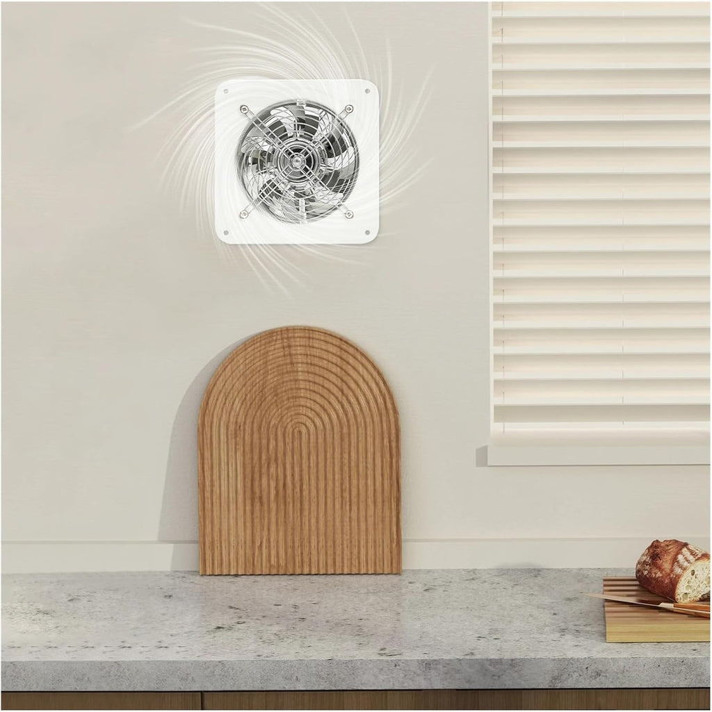 Abluftventilator, 6-Zoll-Abluftventilator aus Eisen, weißer Wandventilator – hohe Geschwindigkeit 2600 U/min, Kupfermotor, for Küche, Bad und Garage