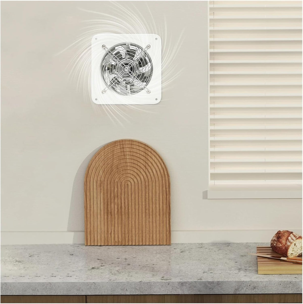 Abluftventilator, 6-Zoll-Abluftventilator aus Eisen, weißer Wandventilator – hohe Geschwindigkeit 2600 U/min, Kupfermotor, for Küche, Bad und Garage