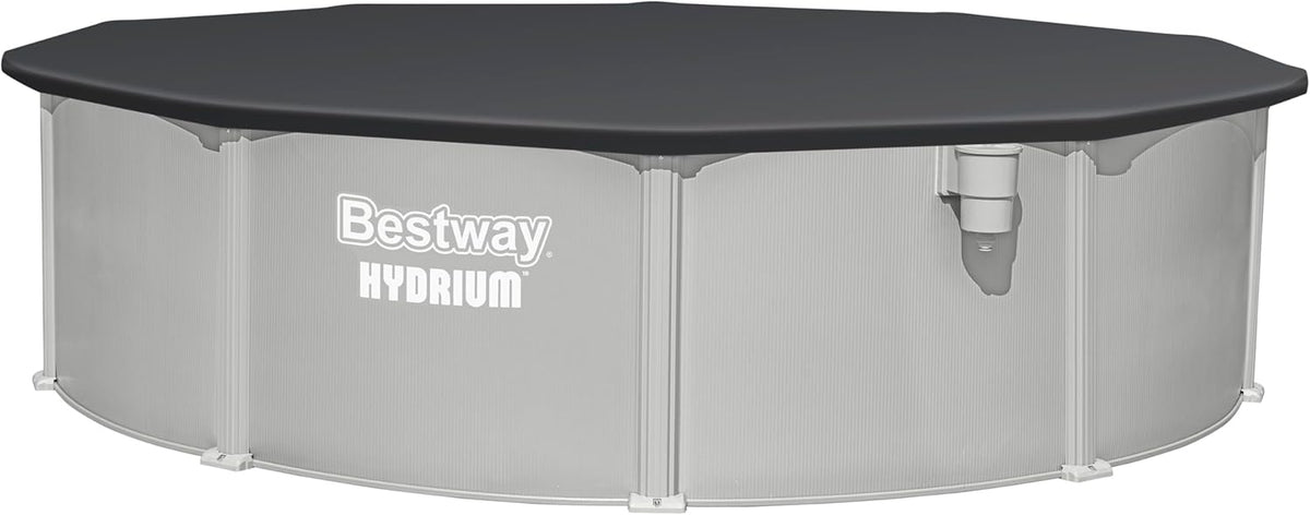 Bestway® Hydrium™ Stahlwandpool 457x122 cm rund – Komplett-Set Granitgrau mit Sandfilteranlage 6.056 l/h, Skimmer, Leiter, Abdeck- & Bodenplane, ChemConnect, 17.430 L, 365 Tage aufstellfähig