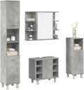 4-TLG. Badmöbel-Set Betongrau Holzwerkstoff,Badmöbelset, Badezimmerschrank, Unterschrank Bad, Badmöbel, Unterschrank Badezimme