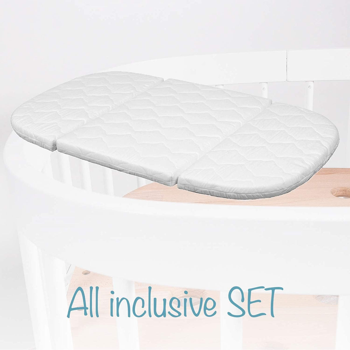 tweeto® Babybett 7 in 1 – mitwachsendes Babybett aus Holz | höhenverstellbares Beistellbett & Gitterbett | umbaubar zu Kinderbett & Laufstall (Buche Natur)