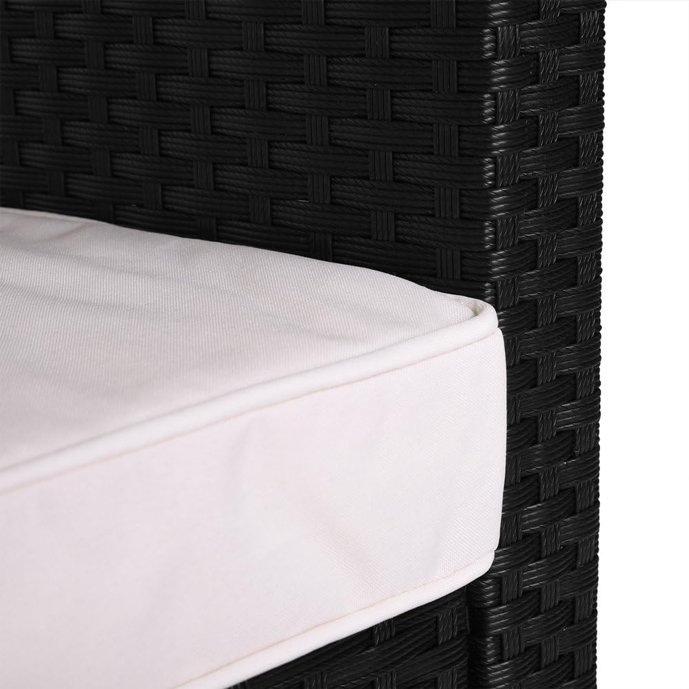 Casaria® Polyrattan Ecklounge Set WPC Esstisch Ecksofa inkl. 7cm Sitzauflagen 15cm Kissen Wetterfest Outdoor Lounge Garten Terrasse Balkon Möbel Schwarz