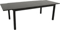 DEGAMO Gartentisch Ausziehtisch ELBA XXL, 200/300x110cm, Aluminium anthrazit + Glas schwarz, Outdoor