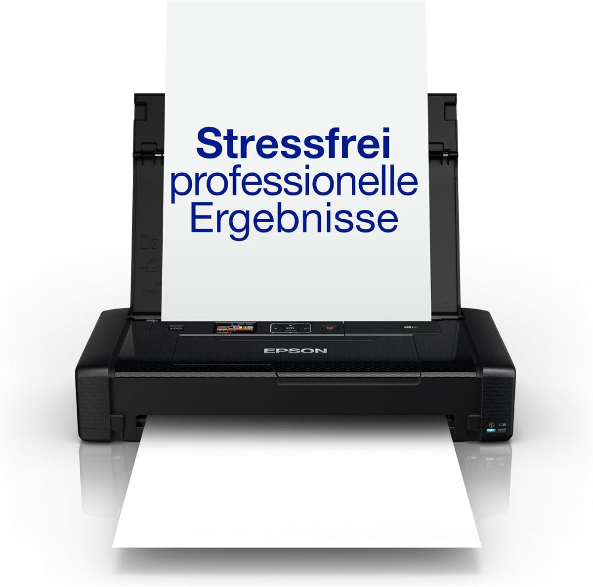 WorkForce WF-110W tragbarer Tintenstrahldrucker (DIN A4, WiFi Direct, Drucker, mobiles Drucken, USB, integrierter Akku, nur 1,6 kg Gewicht) schwarz