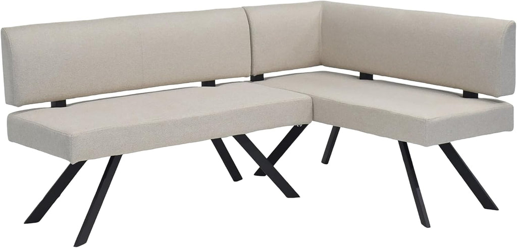 byLIVING Eckbank Toronto, Bezug in Taupe, Gestell in schwarz, L-Form Langer Schenkel Links, Taschenfederkern, Küchenbank, Speisezimmerbank, Maße: B 182, H 85, T 128 cm