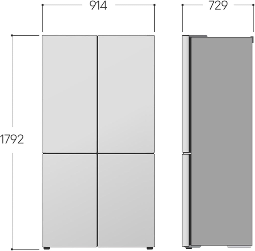 LG GML960EVBE Multi-Door Kühlschrank mit Gefrierfach (641 L, Energieklasse E) mit Eis- und Wasserspender, DoorCooling, Total No Frost, Schwarz
