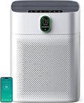 MORENTO Luftreiniger Allergiker für Wohnung Raucherzimmer, HEPA Luftfilter gegen Staub Pollen Tierhaare, CADR 300m³/h für 100㎡, Luftqualitäts-Feedback Air Purifier, Weiß, 1 Pack+2 Ersatzfilter