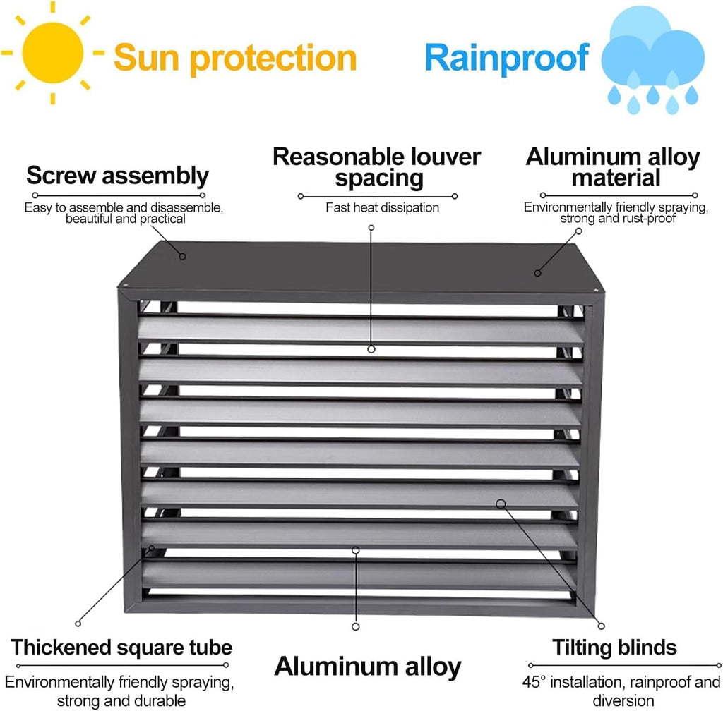 5P Außenklimaanlage Abdeckung Verkleidung aus Aluminium Wasserdichter Klimaanlagen Schutzabdeckung Staubschutz for Haus Rechteck Outdoor Fenster AC Einheit Split Schutzgitter for Wärmepumpen