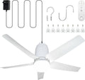 SHUNLEE Deckenventilator Outdoor mit Beleuchtung 80CM, Deckenventilator Indoor/Outdoor mit Stecker, Fernbedienung und Leise, Mobiler Ventilator Lampe für Terrasse, Ceiling, Pavillon, Wohnzimmer (80CM)