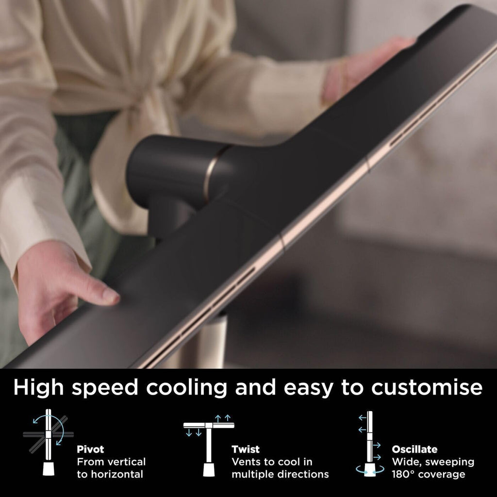 Shark TurboBlade Bladeless Turmventilator High Speed Multidirektional Projiziert Luft bis zu 20 Meter Leise Leistung 10 Geschwindigkeiten Schwenkbar 180° Oszillation Fernbedienung Timer Charcoal