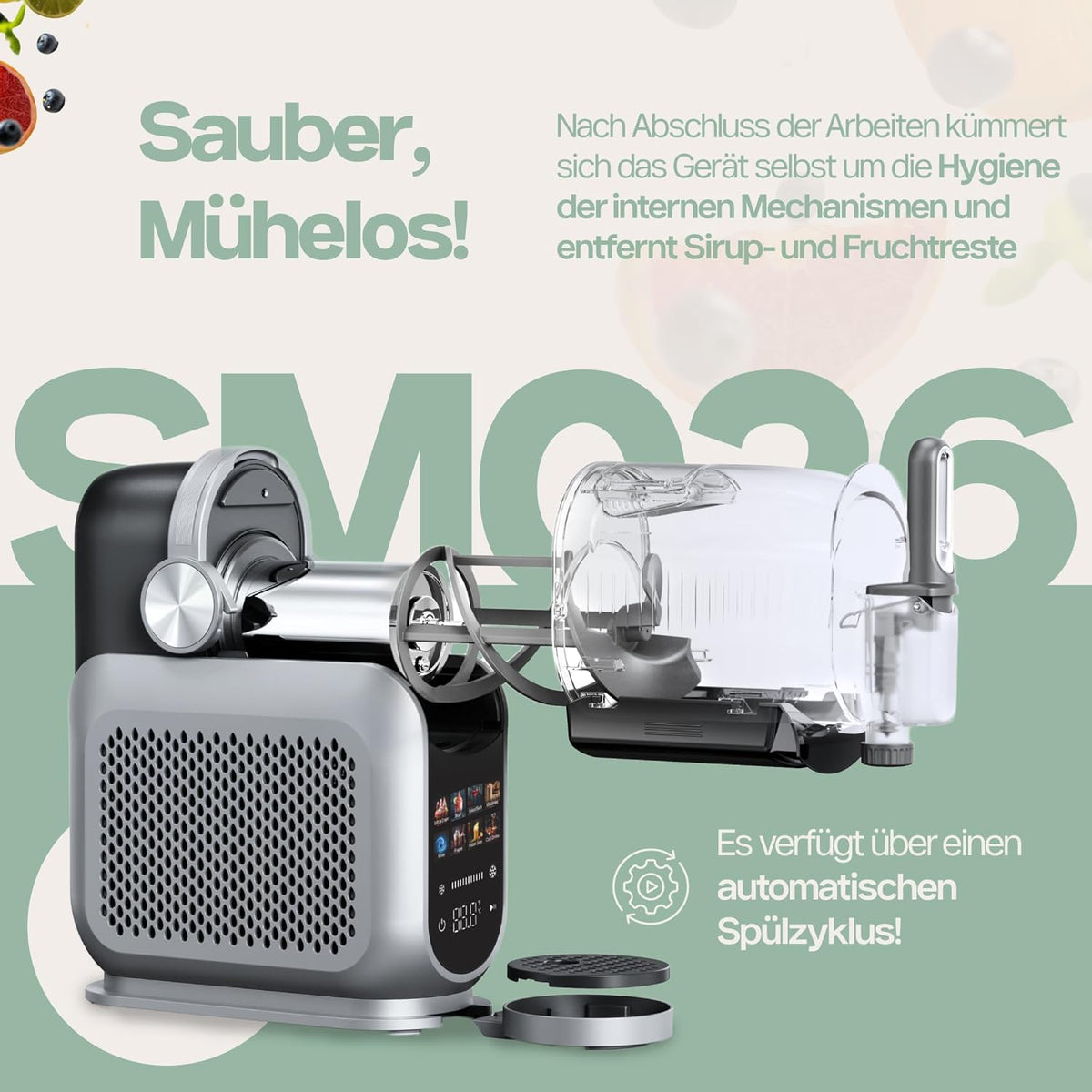 4Swiss Eismaschine Selbstkühlend Eis Maschine Speiseeisbereiter Speiseeismaschine mit Kompressor Icecream für Milchshake Slush Slushie Granita Ice Cream Joghurtmaschine Zuhause Eisbereiter - SM026