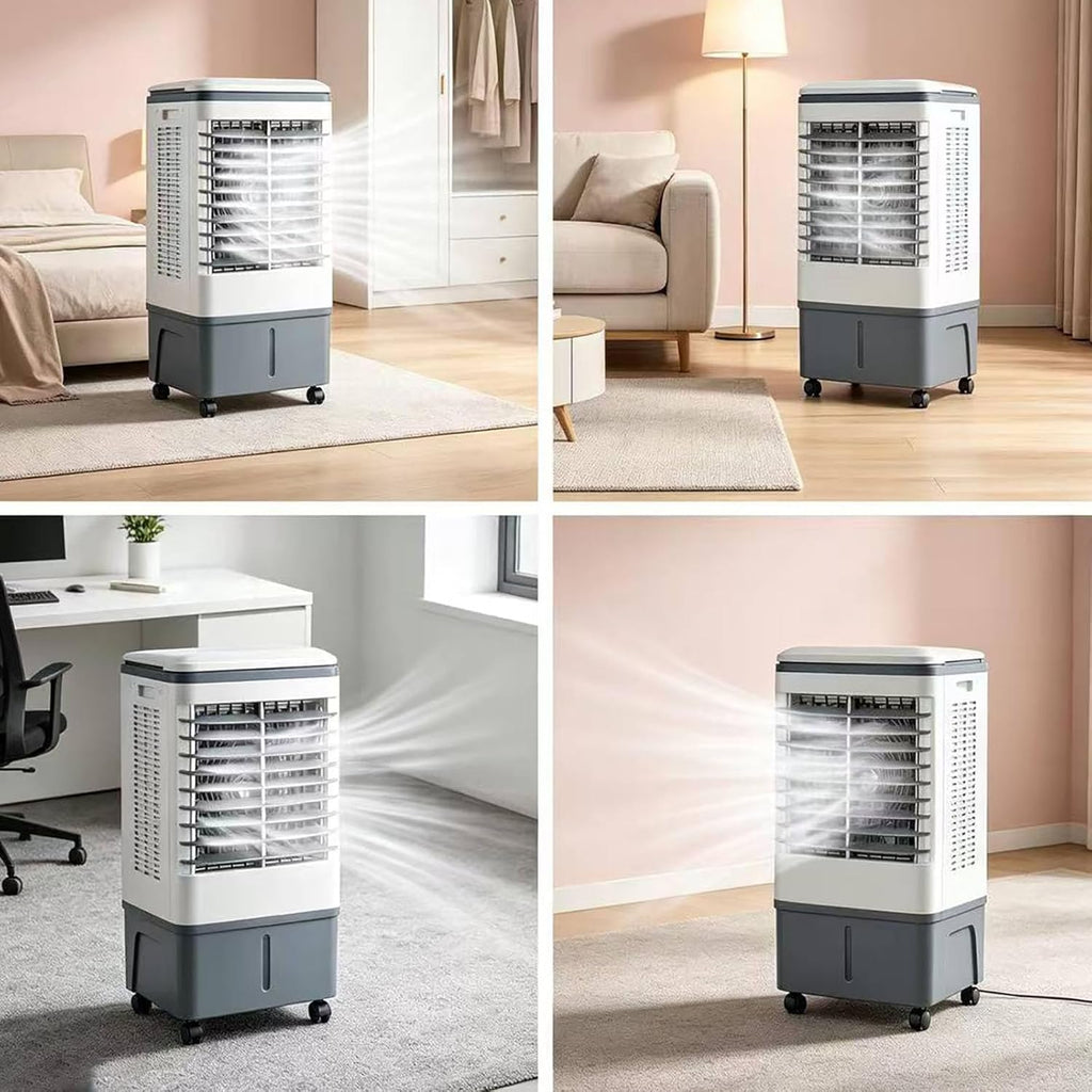 Klimaanlage Mobil 80W, 1-seitiger Klimaanlage Ohne Abluftschlauch, 3 Modi, 20L Abnehmbarem Tank, 60/120° Oszillation, 7.5h Timer, Leise, Fernbedienbar, Verdunstungskühler für Zuhause Schlafzimmer