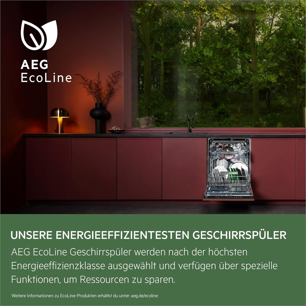 AEG Teilintegrierter Geschirrspüler 60 cm/Serie 7000 - Glasschutz/Energieklasse A-10% / MaxiFlex Besteckschublade/Innenbeleuchtung/leise 40dB / ComfortRails / 14 MG/Wasserstopp / FEE7770APM