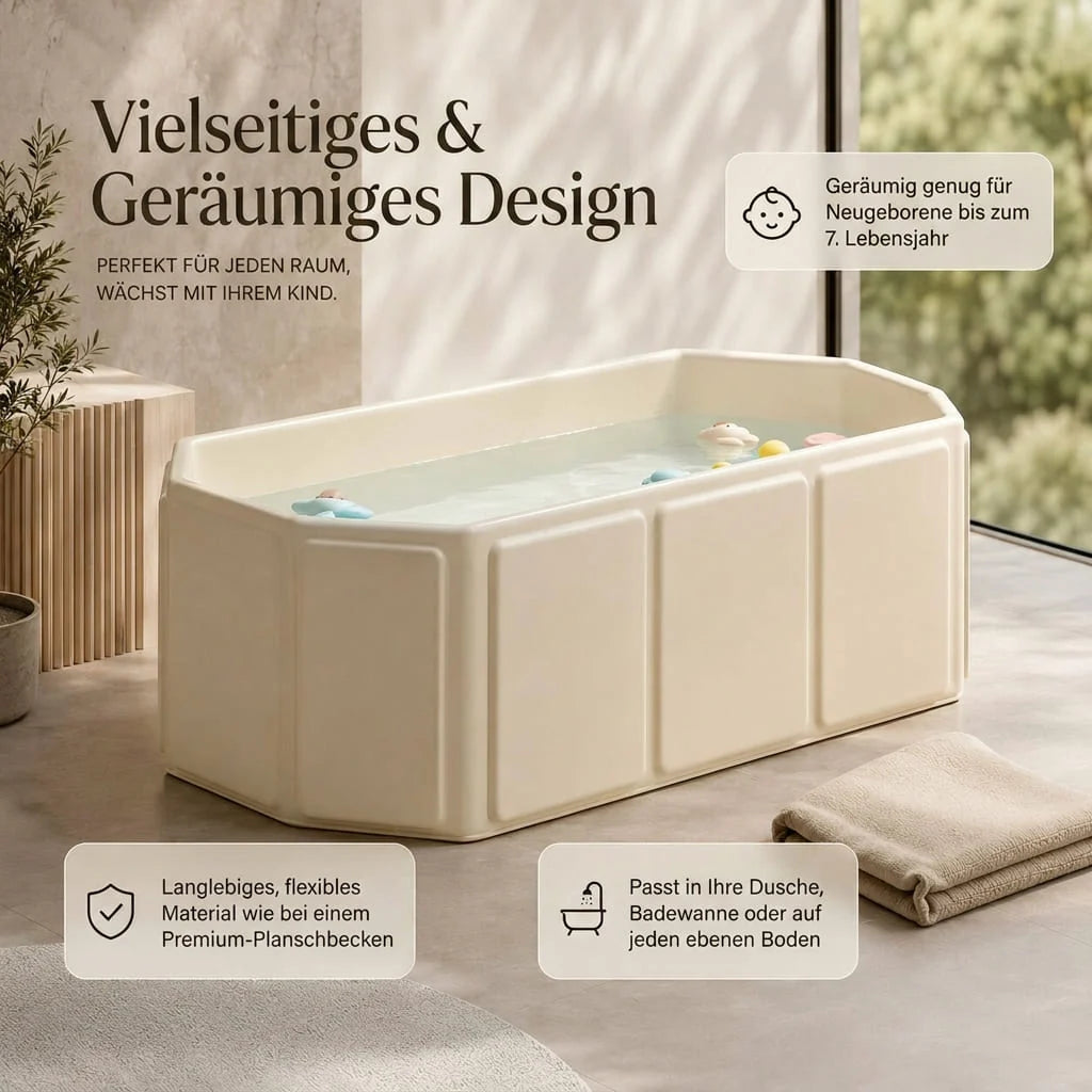 Faltbare Babybadewanne mit rutschfestem Boden | Wannenwelle
