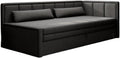 Luxusbetten24 Designer Sofa Fellano mit Schlaffunktion und Stauraum | Bezug: Samt | Farbe: Schwarz/Anthrazit | Stellvariante: Rechts