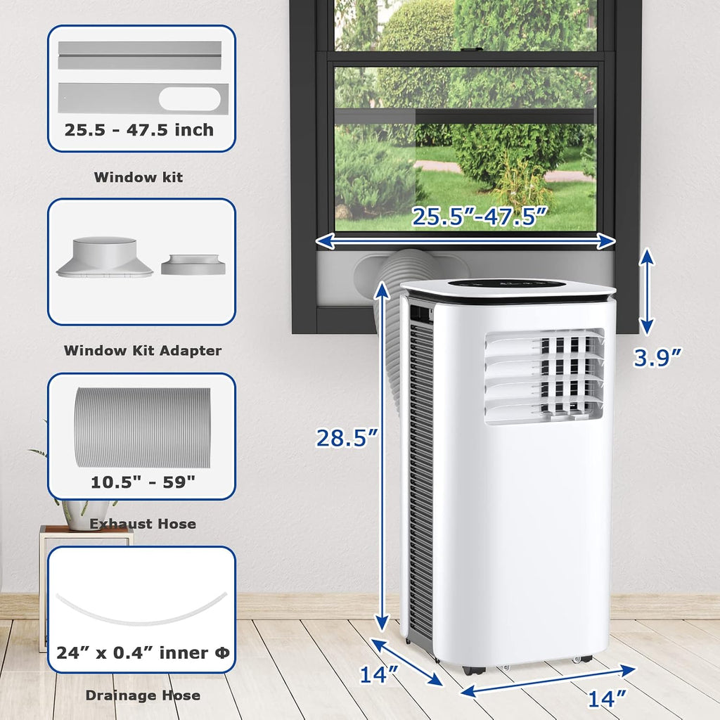 ARLIME 9.000 BTU (6500 BTU SACC) Tragbarer Luftentfeuchter Klimaanlage, tragbare AC-Einheit mit Fernbedienung, kühlt bis zu 350 Quadratmeter, Boden-Klimaanlage mit Fenster-Kit für Zimmer, Büro