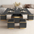 Guyii Höhenverstellbarer Couchtisch 120 cm lang mit Ablage, Multifunktionaler Cauchsofa Tisch, Coffee Table mit integriertem Stauraum und Klapptisch, Moderner Design für Wohnzimmer (schwarz)