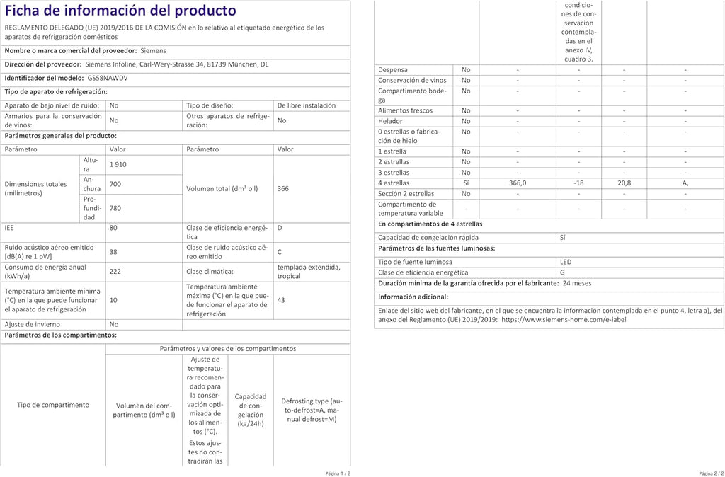 Siemens GS54NAWCV iQ500 Gefrierschrank, 176 x 70 cm, 327 L, noFrost nie wieder abtauen, bigBox Platz für großes Gefriergut, varioZone flexible Glas-und Schubladen, Weiß
