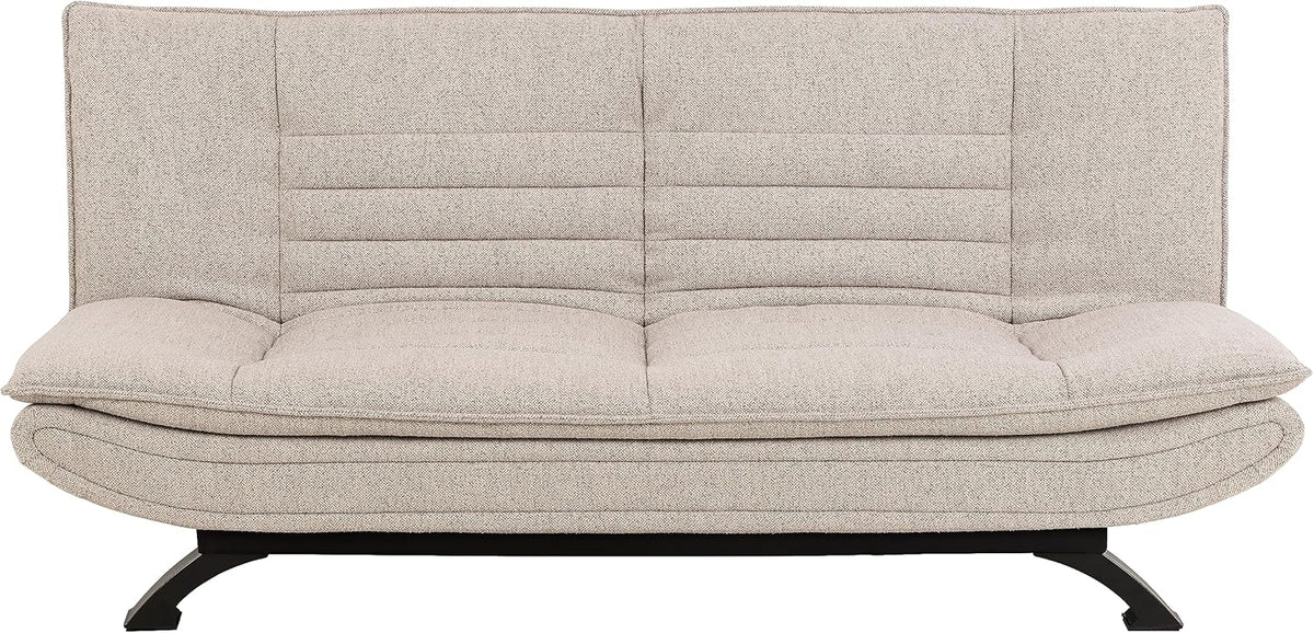 AC Design Furniture Jasper Schlafsofa in Beige, mit 3 Liegepositionen, Moderner 3-Sitzer ohne Armlehne, Gepolstertes Sofa mit Bouclé-Bezug und Schwarzen Beinen, B: 196 x H: 91 x T: 98 cm