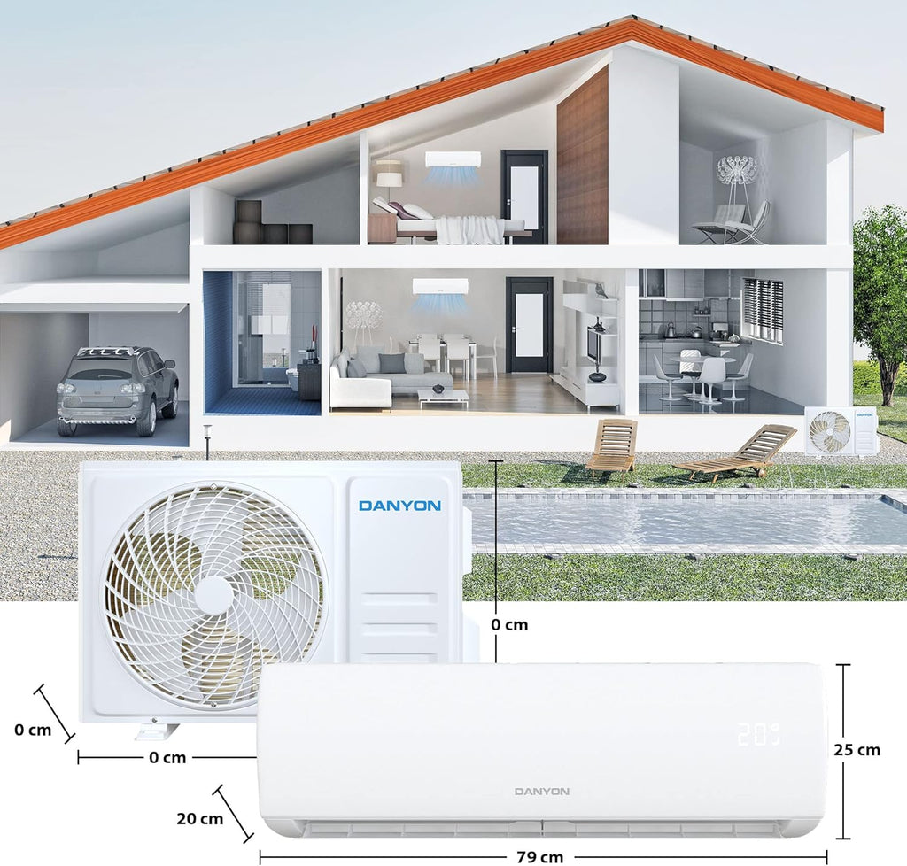 Danyon Multisplit Klimaanlage 2 Innengeräte - 18000 BTU - 5,2 kW, sehr leise & energiesparend, Smart Home, Inverter Klimagerät mit Heizfunktion, WiFi und App, Splitgerät vorgefüllt mit R32 Kältemittel