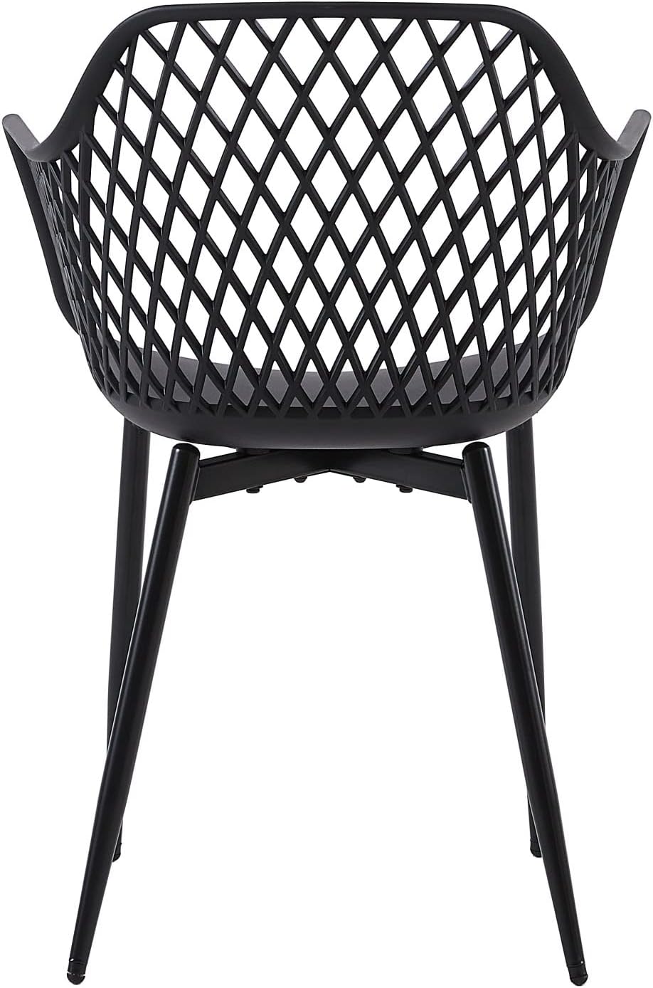 Gartenstuhl 6er Set, Outdoor Stuhl mit Armlehne, Armlehnensessel Loungesessel Lehnstühle, Gartenstühle 120 kg belastbar, Schwarz
