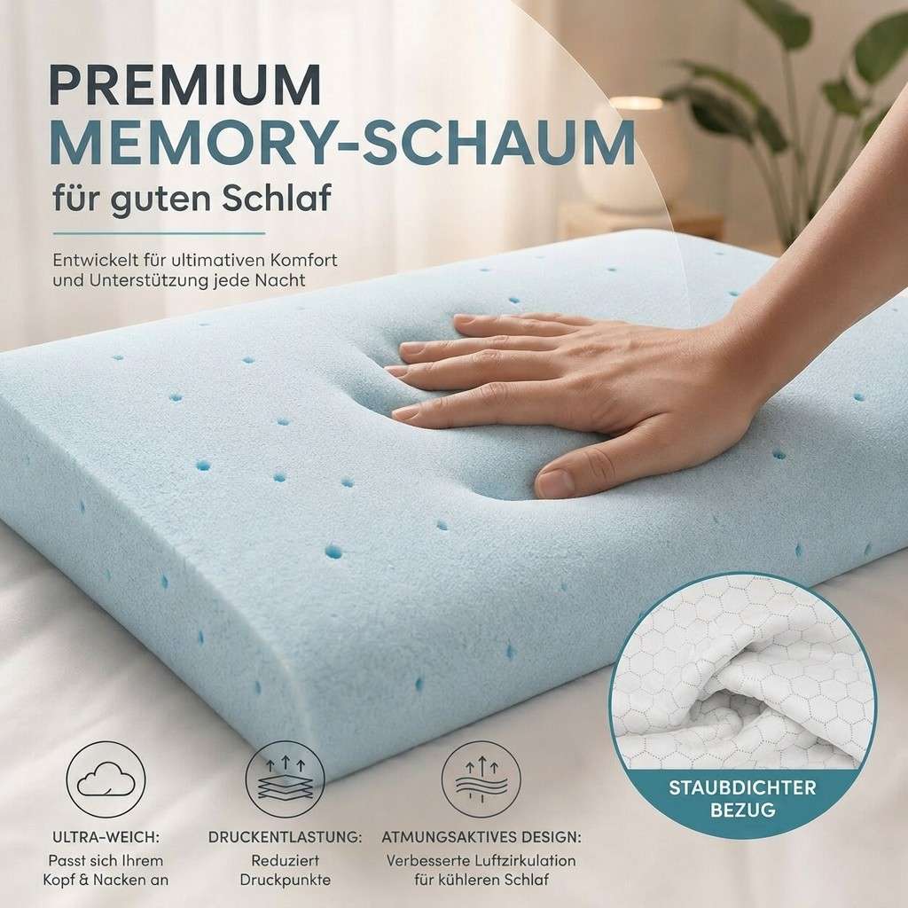Kühlendes Nackenkissen aus Memory Foam mit Kühlgel | NackenKlaris
