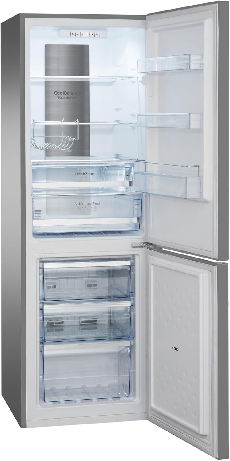 Amica Kühl Gefrierkombination freistehend Total NoFrost 181 x 54 x 59,1 cm 250 l Nutzinhalt VitControlPlus FreshZone elektronische Steuerung - Edelstahloptik