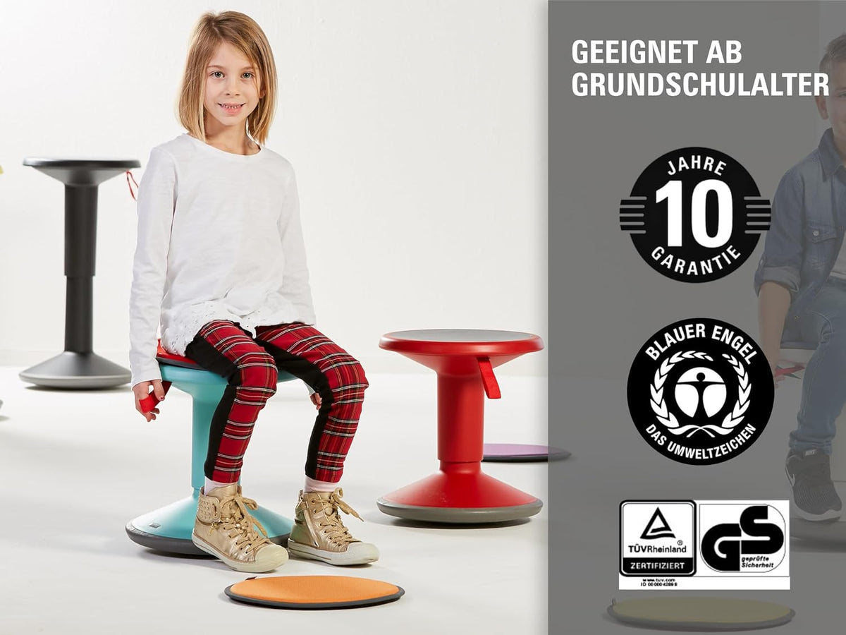 Interstuhl UPis1 - ergonomischer Sitzhocker mit Schwingeffekt - höhenverstellbar - Hocker mit rutschhemmender Standfläche & Kippschutz - Bürohocker (Lachsorange, UP Junior)