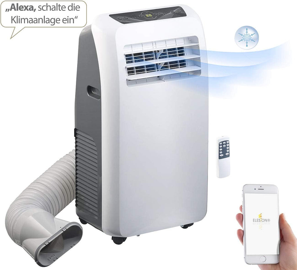 Sichler Haushaltsgeräte Klimaanlage Alexa: Mobile Klimaanlage, 9.000 BTU/h, 2.600 Watt, WLAN & App-Steuerung (Klimagerät Alexa, kompatibel, Raumentfeuchter)