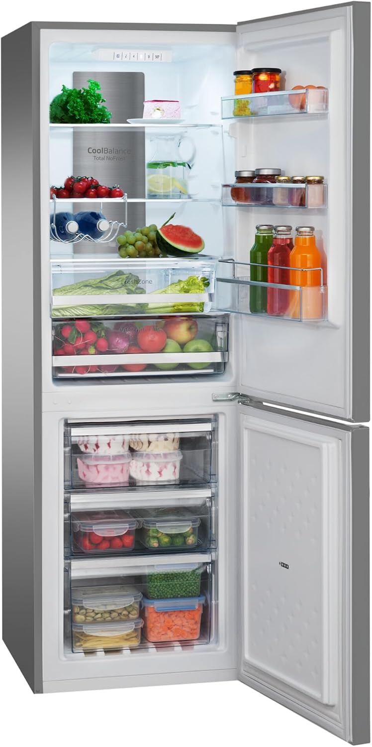Amica Kühl Gefrierkombination freistehend Total NoFrost 181 x 54 x 59,1 cm 250 l Nutzinhalt VitControlPlus FreshZone elektronische Steuerung - Edelstahloptik