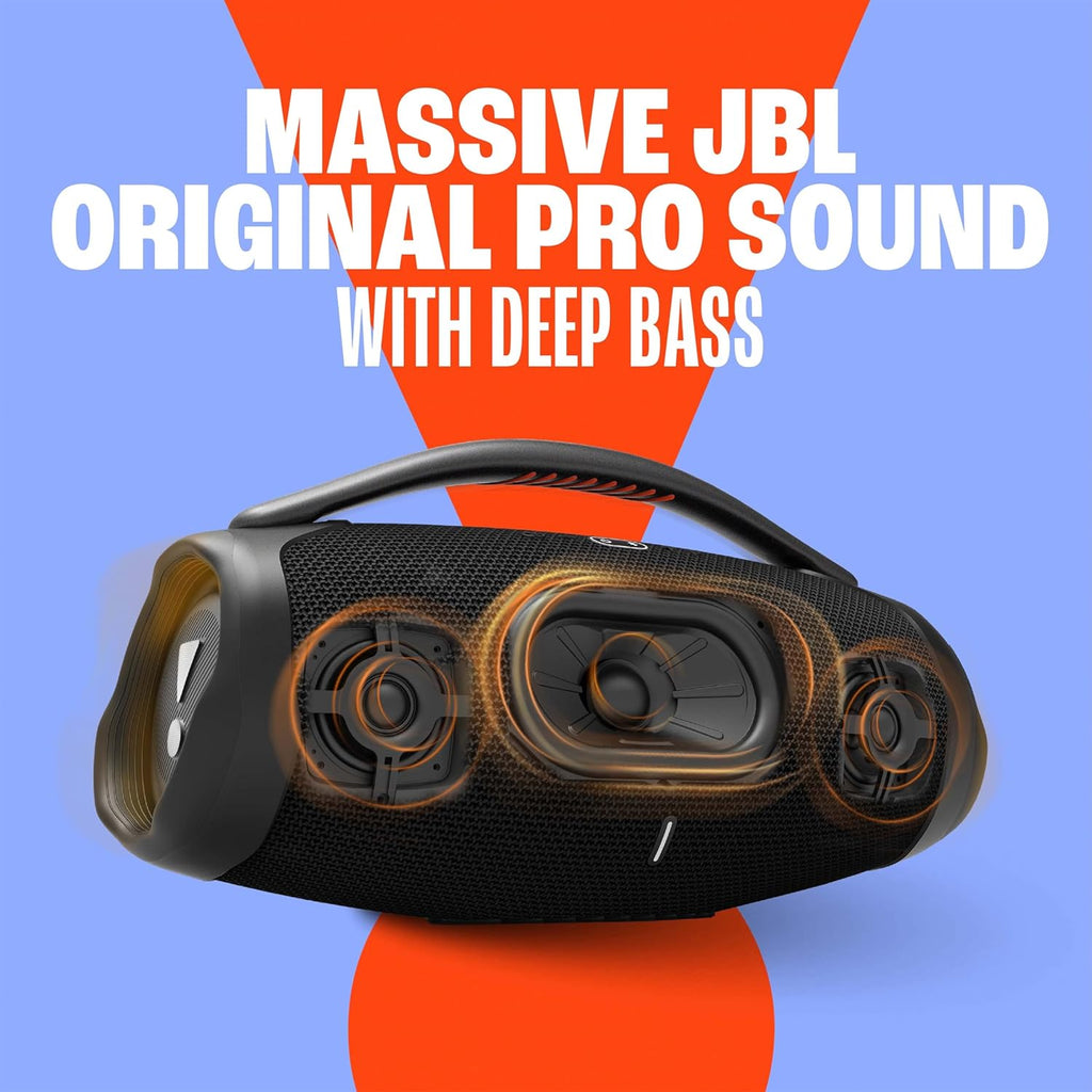 JBL Boombox 3 Wifi – Kabelloser Lautsprecher mit Bluetooth und Wifi – Kompatibel mit der JBL One App – 24 Stunden Wiedergabezeit – Wasser- und staubdicht – Integrierte Powerbank – Schwarz