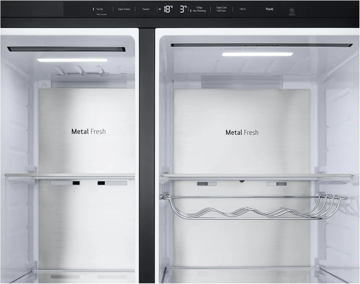 LG GSGV81PYLL Side by Side Kühlschrank, Klasse E, 635 L, Instaview, Kühlschrank mit Gefrierfach, Eis-, Crushed Ice- Wasserspender, Total NoFrost, Smart Inverter Kompressor, Wi-Fi