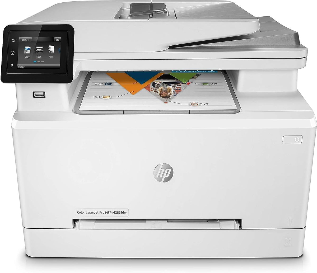 Color LaserJet Pro M283fdw Multifunktions-Farblaserdrucker (Drucker, Scanner, Kopierer, Fax, WLAN, LAN, Duplex, Airprint) weiß