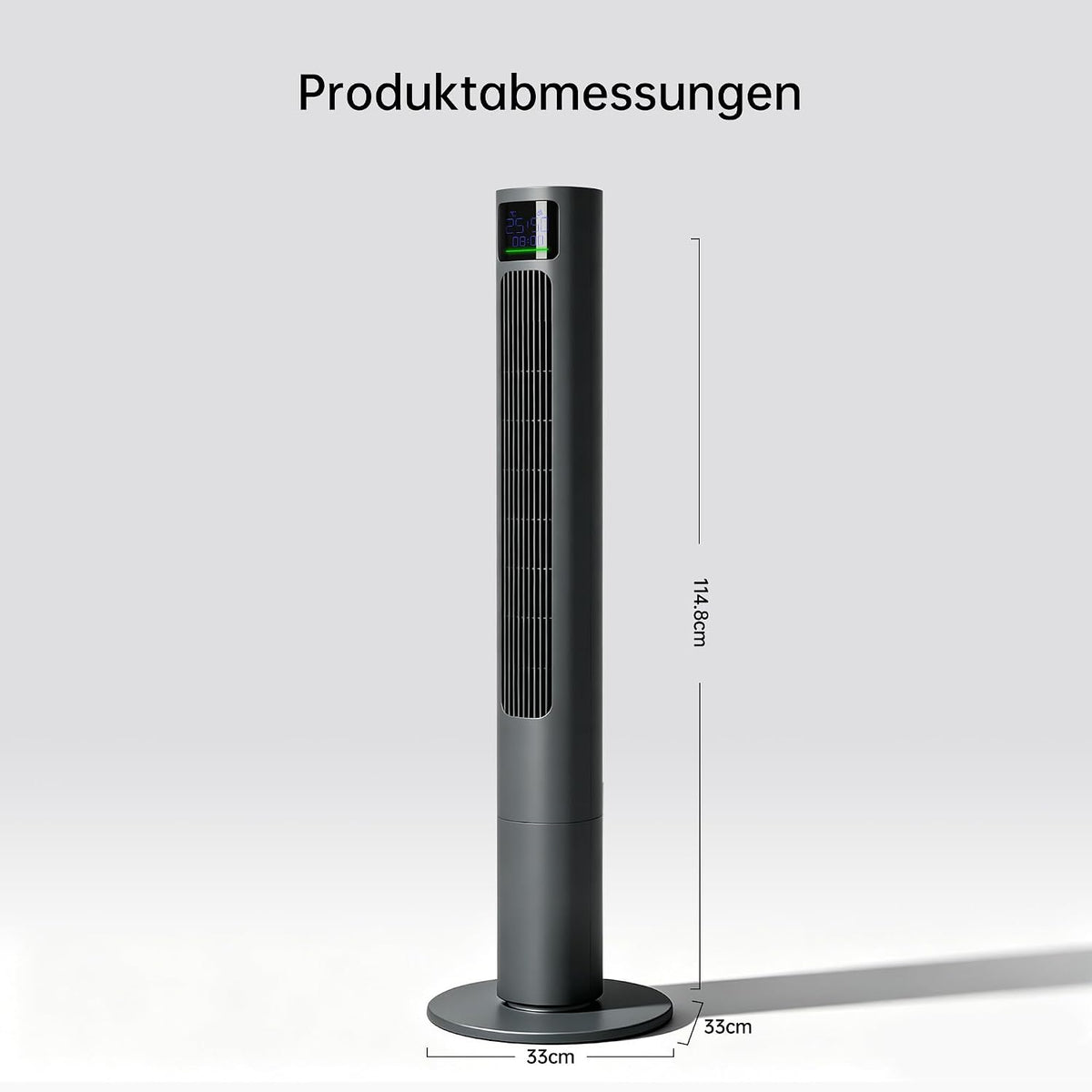 PHILODECO Turmventilator 115 cm Grau, leiser Standventilator mit Fernbedienung leise, 10 m Reichweite, 4 Stufen & 4 Modi, 90° Schwenk, 12h Timer, energiesparend