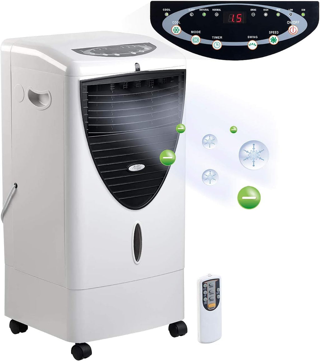 Sichler Haushaltsgeräte Oszillation Klimagerät: 3in1-Luftkühler, befeuchter und Ionisator, 20 l, 150 W, 800 ml/h (Oszillation Luftkühler, Luft, Air)