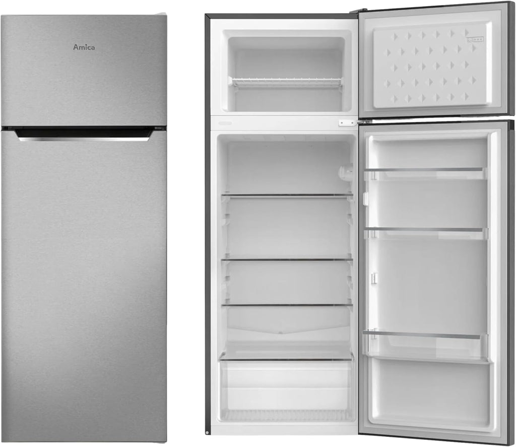 Amica Kühl‑Gefrierkombination freistehend 211 l FrostControl LED Beleuchtung 142,8 x 54 x 55,1 cm – Kühl Gefrierkombination Silber