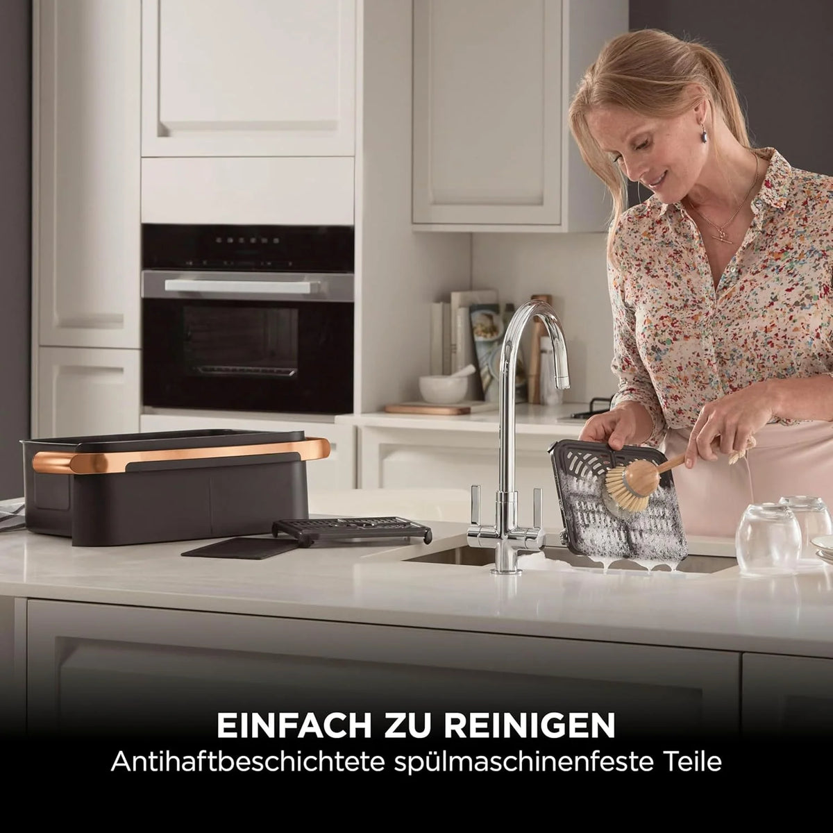 Ninja AF500EUCP Foodi FlexDrawer Heißluftfritteuse 10,4L – 7 Funktionen, Dual Zone, 2470W, Schwarz/Kupfer
