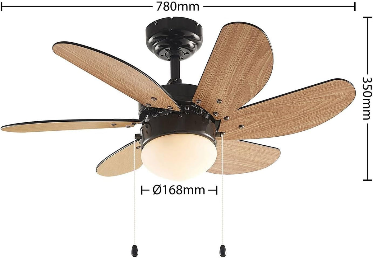 Lindby Deckenventilator mit Lampe Minja (Modern) in Schwarz aus Metall (1 flammig, E14) - Ventilator Wohnzimmerleuchte