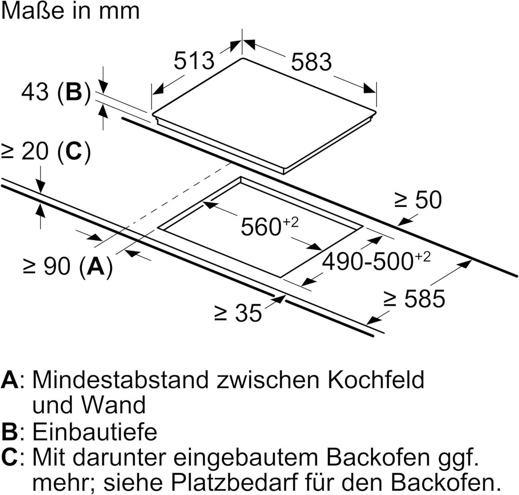 HND211RS63 Einbau-Herd-Set, Einbau-Herd 60 cm HEF113BS1 Serie 2 & Elektro-Kochfeld 60 cm NKN645GA2E Serie 4 & 2-fach Teleskopauszug, 3D Heißluft, Bedienfeld am Herd, Glaskeramik, Edelstahl