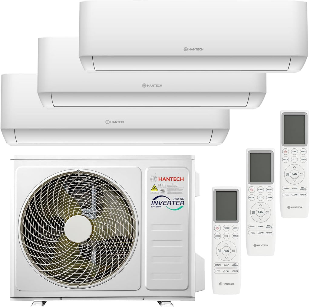 HANTECH Multisplit Klimaanlage 27000 BTU H-PRO mit 3x9000 BTU Inneneinheit WIFI