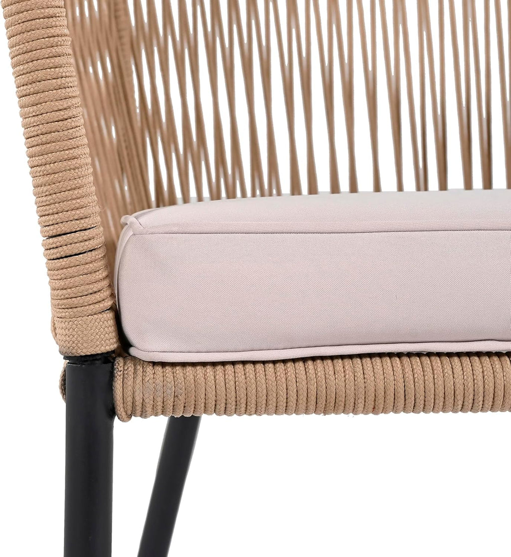 ESTEXO Bistro Set Balkonmöbel Sitzgruppe Outdoor Gartenset 2 Personen Rope Gartenset (Beige)