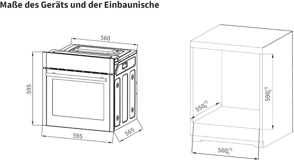 Autarkes Herdset 60cm Einbaubackofen EB8313HC 59cm Kochfeld CH5901AL Pizzafunktion Grill Umluft Heißluft Timer 2-fach Wärmeschutzverglasung Kindersicherung SET8313HCCH59AL