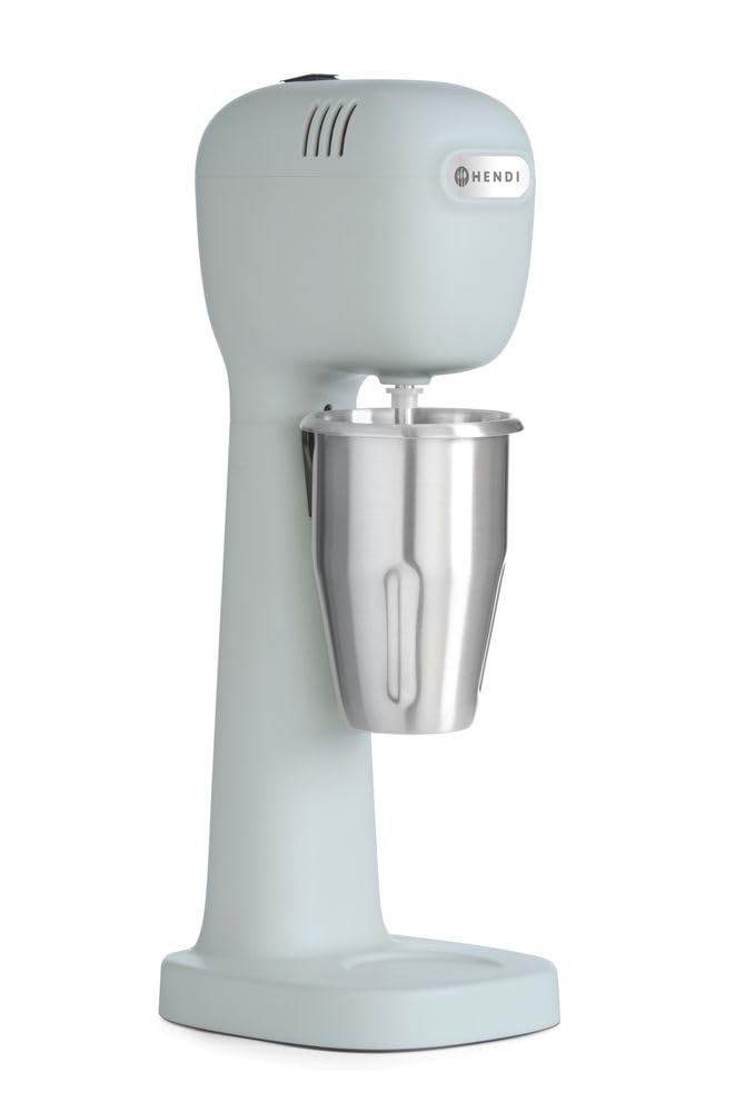 HENDI Milchshake Maker, Inkl. 2 Mixbechers (Edelstahl und Polykarbonat) und 4 austauschbaren Rührwerken, Drink mixer, Frappés, Getränkemixer, 230V/400W, 170x196x(H)490mm, Karamell