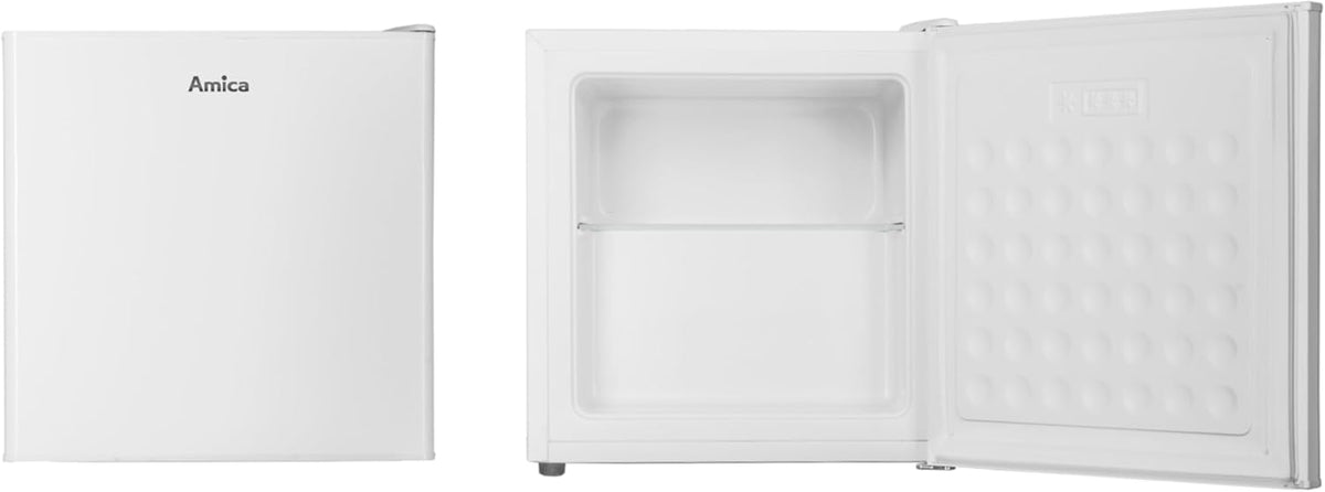 Amica Mini Gefrierschrank freistehend 50x48x44,5 cm 32L 4‑Sterne‑Gefrierfach mit Eiswürfelbehälter Freezer AGB 3010 W - Weiß