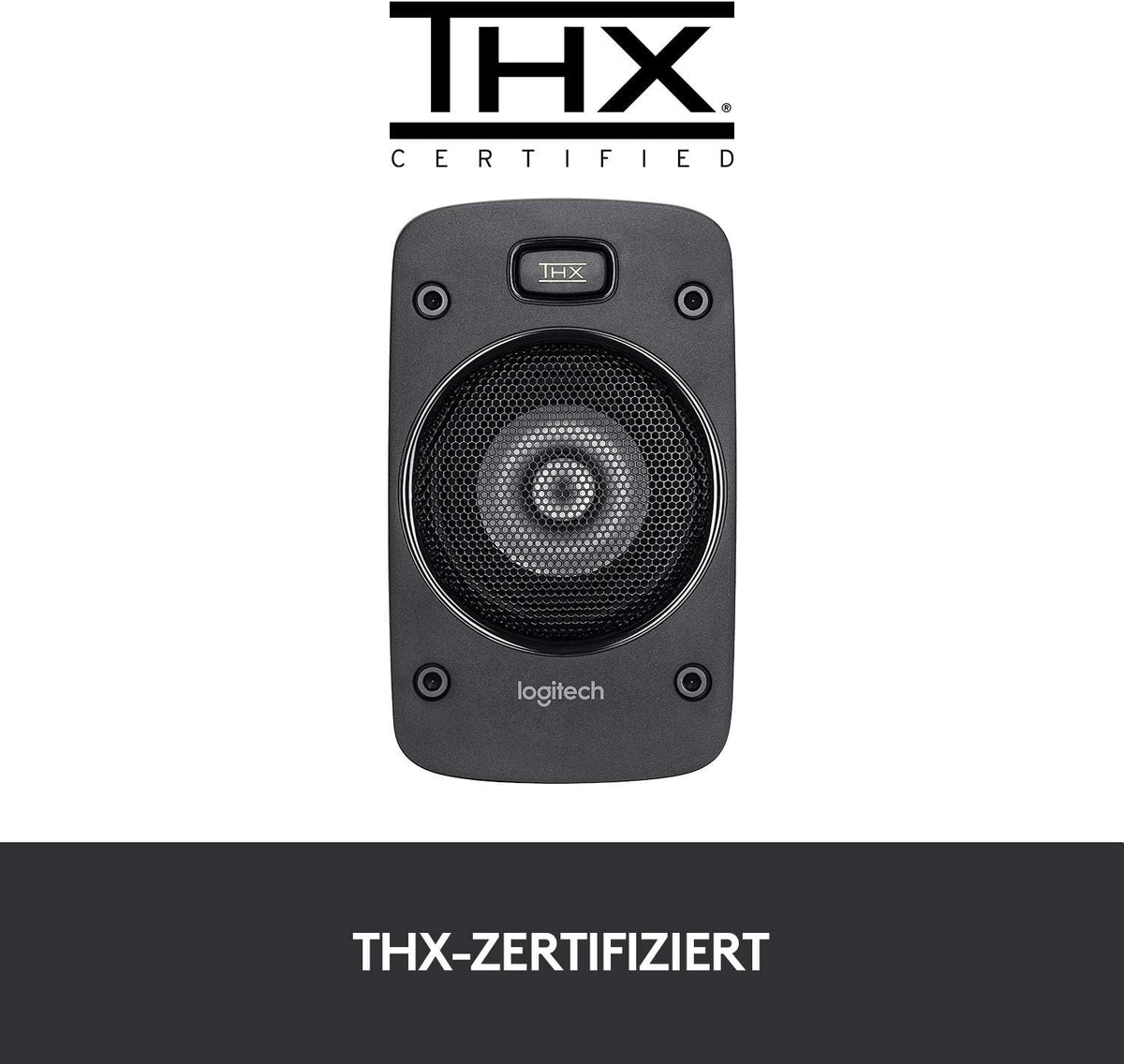 Logitech Z906 5.1 Sound System, Lautsprecher mit 1000 Watt Surround Sound, THX, Mehrere Audio-Eingänge, Fernbedienung, EU Stecker, PC/PS4/Xbox/Stereo-Anlage/TV/Smartphone/Tablet - Schwarz