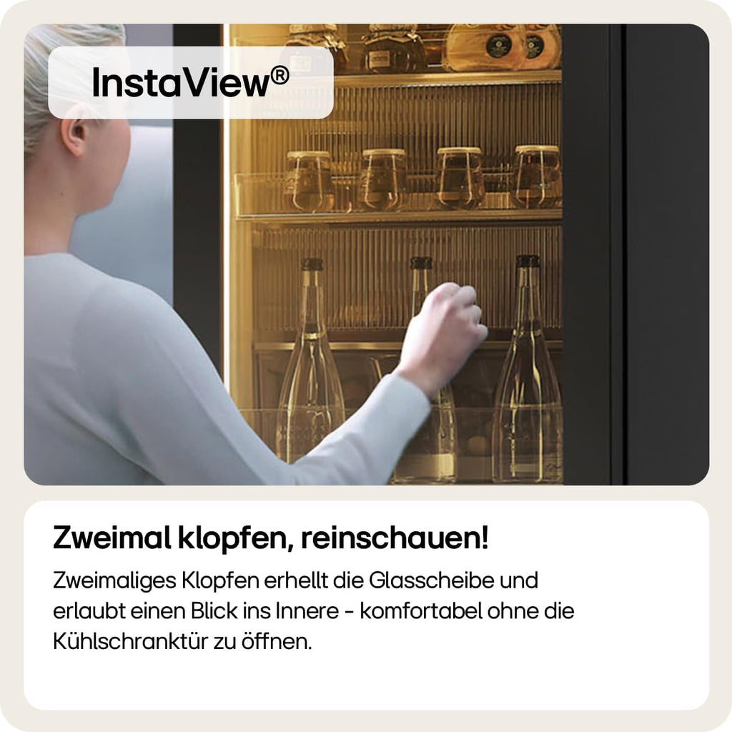 LG GBG7190CEV, Klasse C, 349 L, Kühl-Gefrierkombination mit Instaview und LED, Touch LCD Display, einstellbarem Farbwechsel, Total NoFrost, DoorCooling+, 59.5 x 67.6 x 186cm ꟷ Essence Black Steel