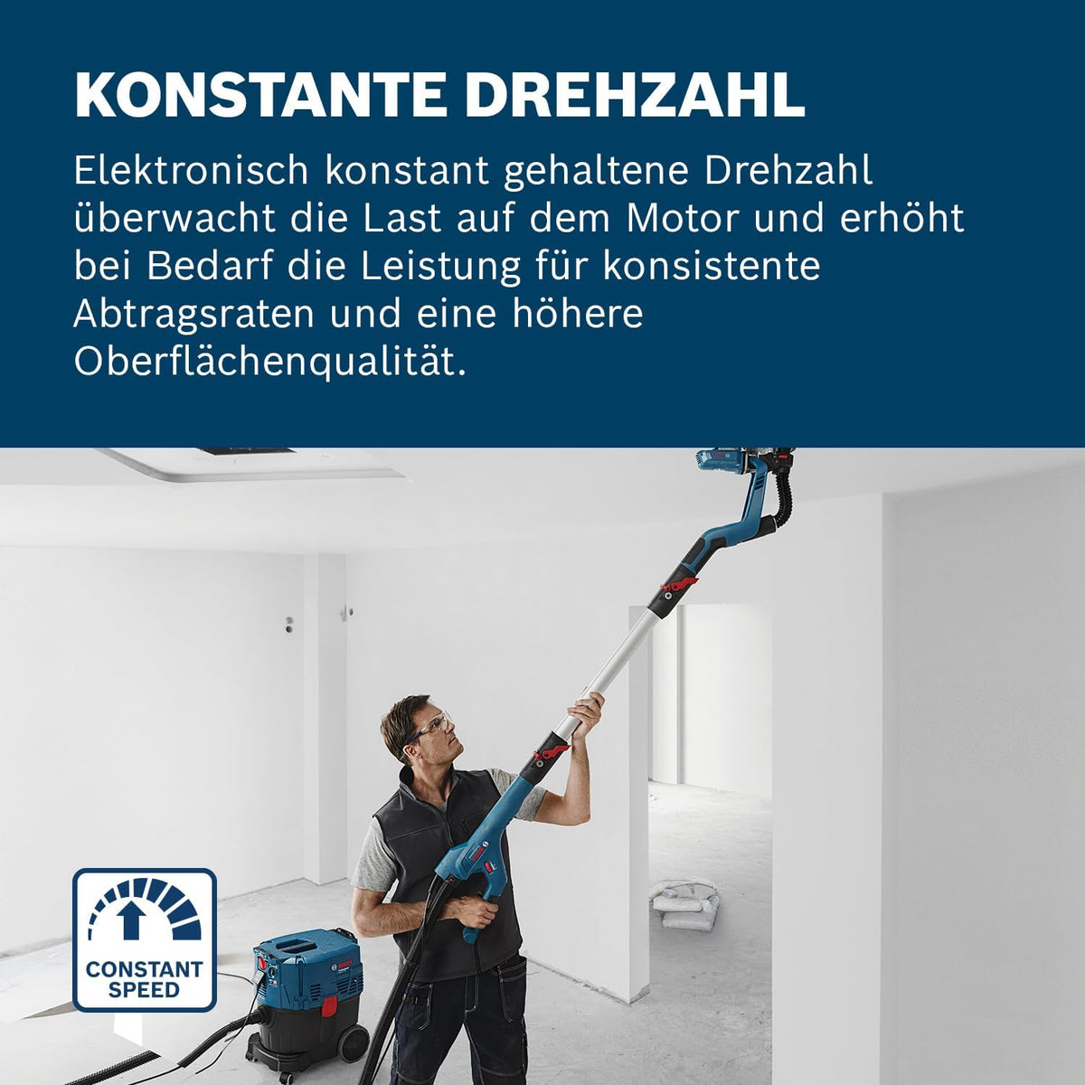 Bosch Professional Trockenbauschleifer GTR 55-225 (550 Watt, Schleifteller-Ø 215mm, inkl. 1x Schleifblatt M480, 1x Schleifteller-Set weich, 3x Kabelclip, Handwerkerkoffer)