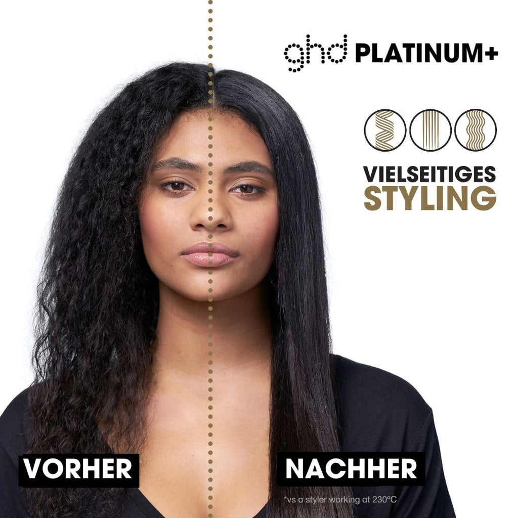 ghd Platinum+ Haarglätter & Professioneller Styler in Schwarz - Stärkeres Haar, Mehr Glanz, Farbschutz - Für Alle Haartypen